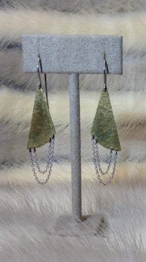 Chain Earrings - Asymmetrical Brass with Silver Chains